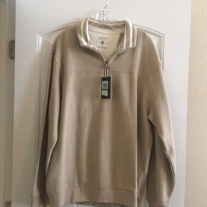Never worn tags on Sueded Fleece Sweater.  Very soft. Tan Zips at neckline.